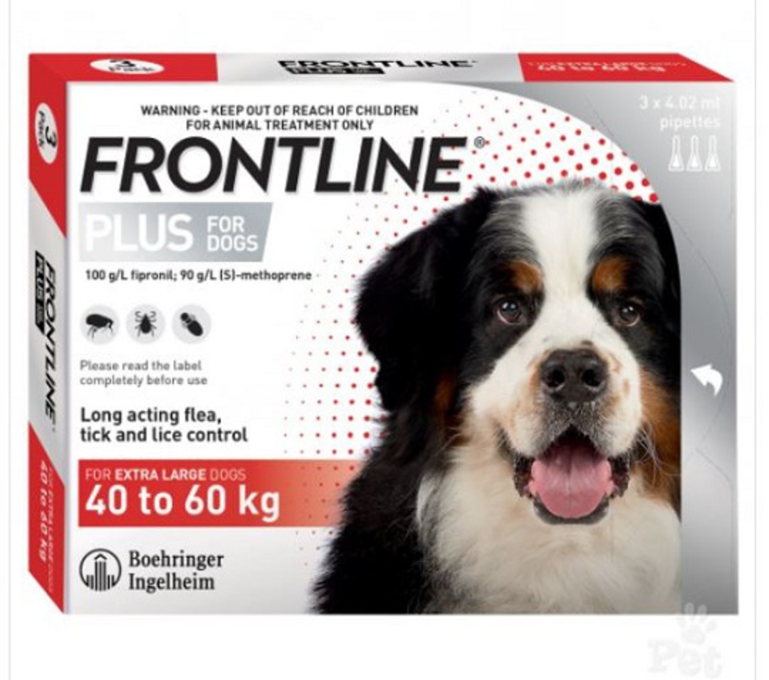 Frontline Plus Spot-on Flea Treatment for Extra Large Dogs 40-60kg (Red / 4.02ml x 3) image 0