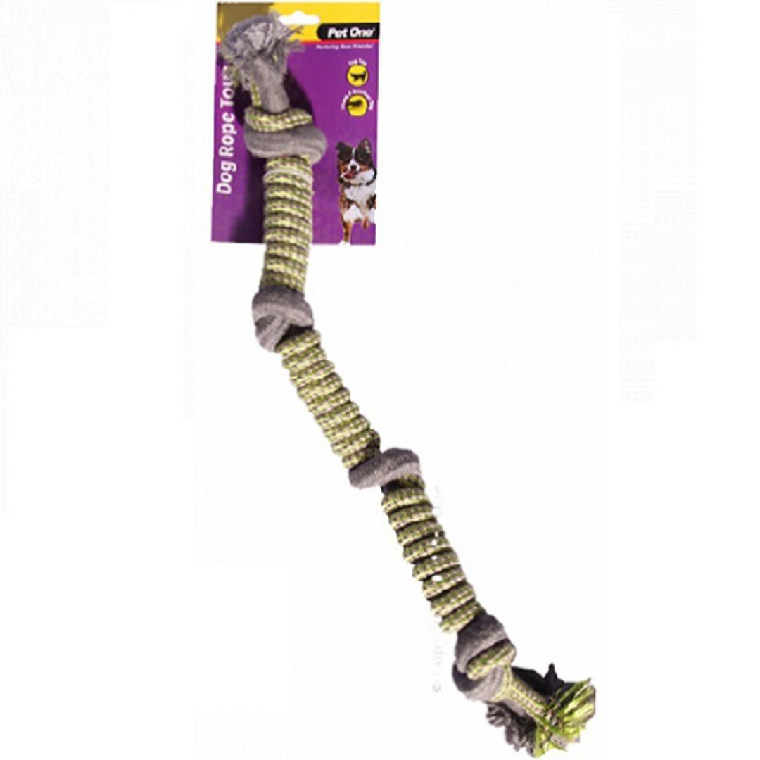 Dog Toy Rope Spiral With 4 Knots Green/Grey 50cm image 0