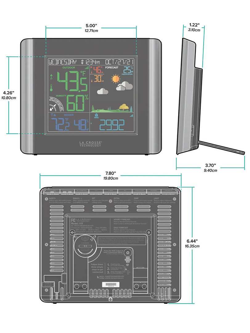 V11-TH La Crosse WiFi Colour Weather Station image 3