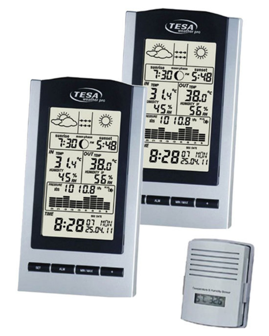 WS1151 Wireless Moon Phase Weather Station Combo Kit with 2 Base Console image 0