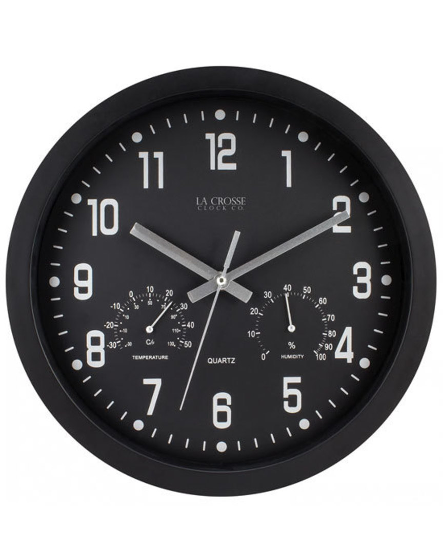 404-2631 30cm Inkwell Wall Clock with Temp and Humidity image 0