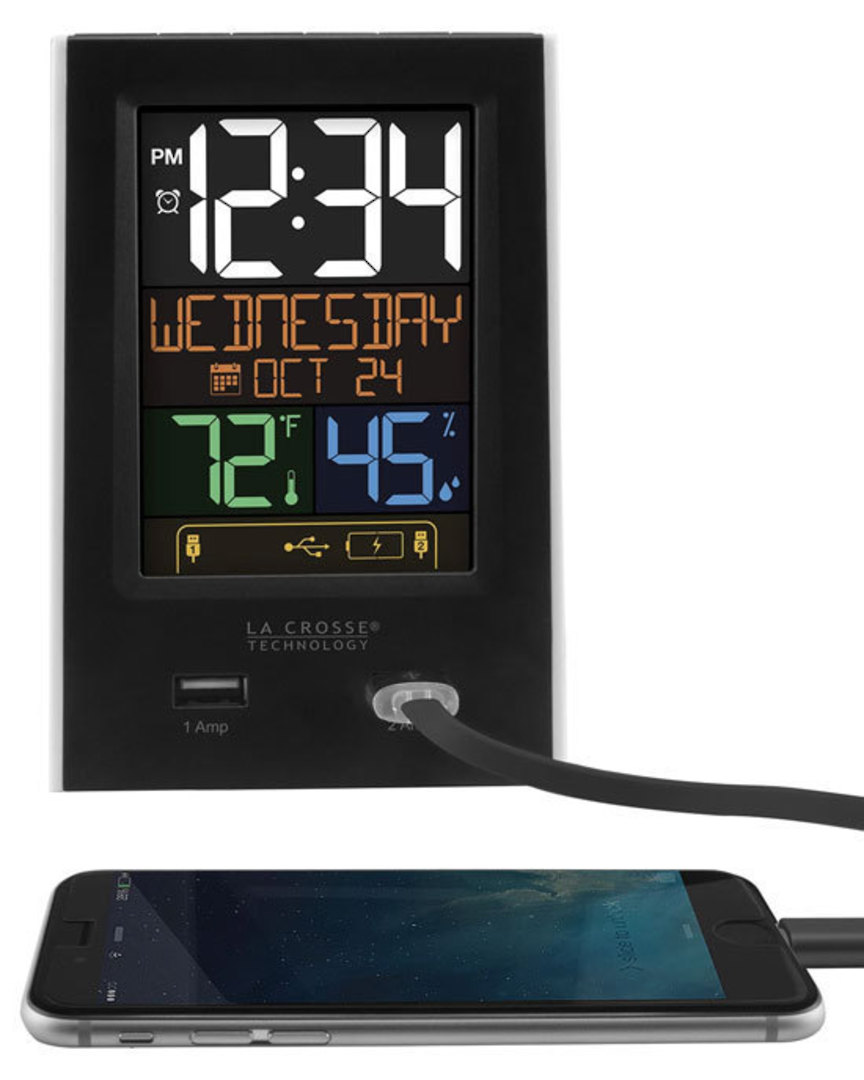 C86224 Alarm Clock Charging Station with 2 USB Charging Ports image 0