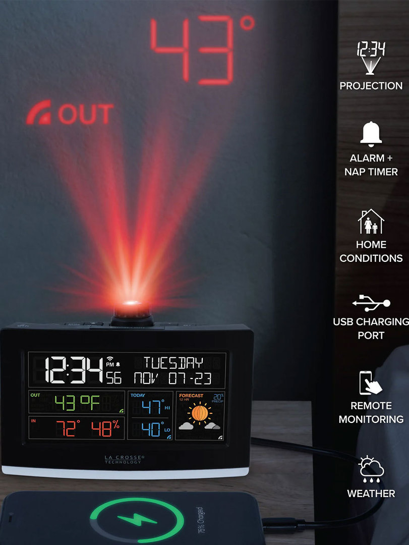 C82929 WIFI PROJECTION ALARM CLOCK WITH ACCUWEATHER image 2