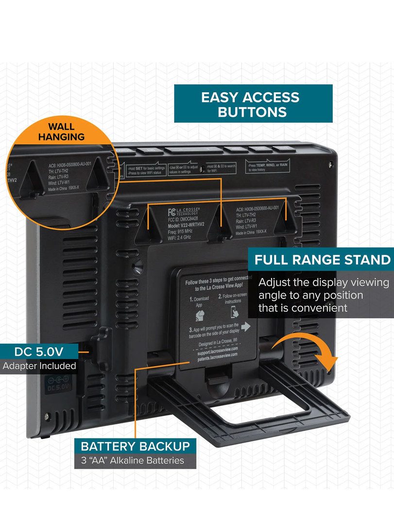 V22-WRTHv2 La Crosse Prof WIFI Colour Weather Station image 4