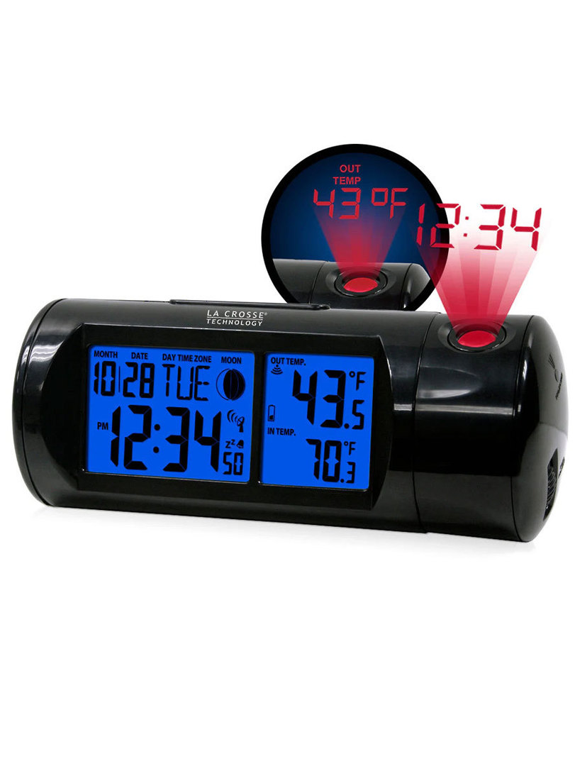 616-143 Projection Alarm Clock with In/Outdoor Temperature image 1