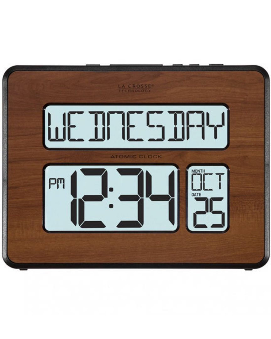513-1419BL-WA La Crosse Digital Back Light Wall Clock with Day Display image 0