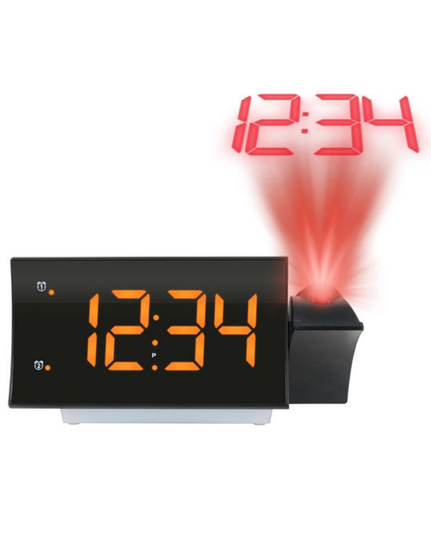 817-83957 Curved LED Projection Alarm Clock with Radio image 0