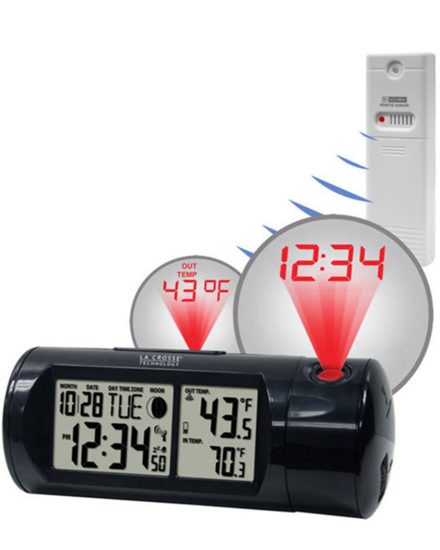 616-143 Projection Alarm Clock with In/Outdoor Temperature image 0