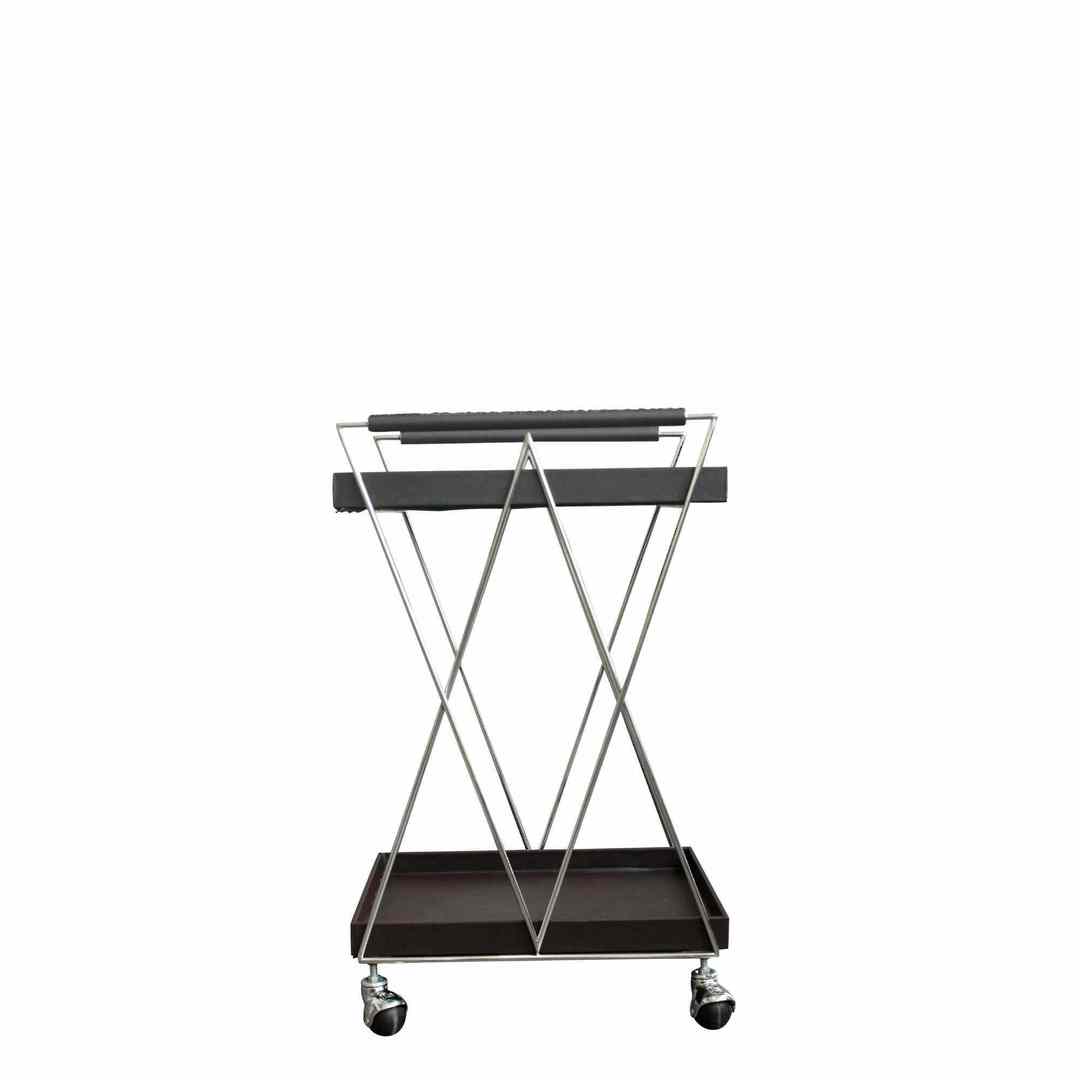 BROWN PU LEATHER BARCART TROLLEY image 0