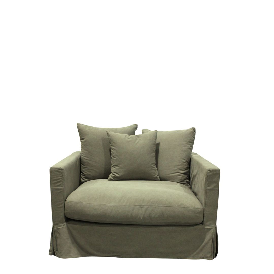 LUXE SOFA 1 SEATER FOREST GREEN SLIP COVER image 0