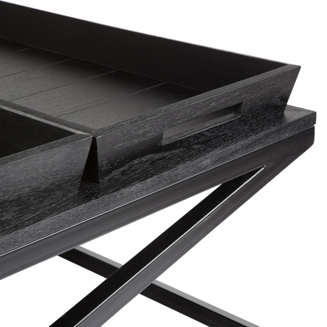 CHICAGO COFFEE TABLE BLACK WITH CROSSED METAL FRAME image 3
