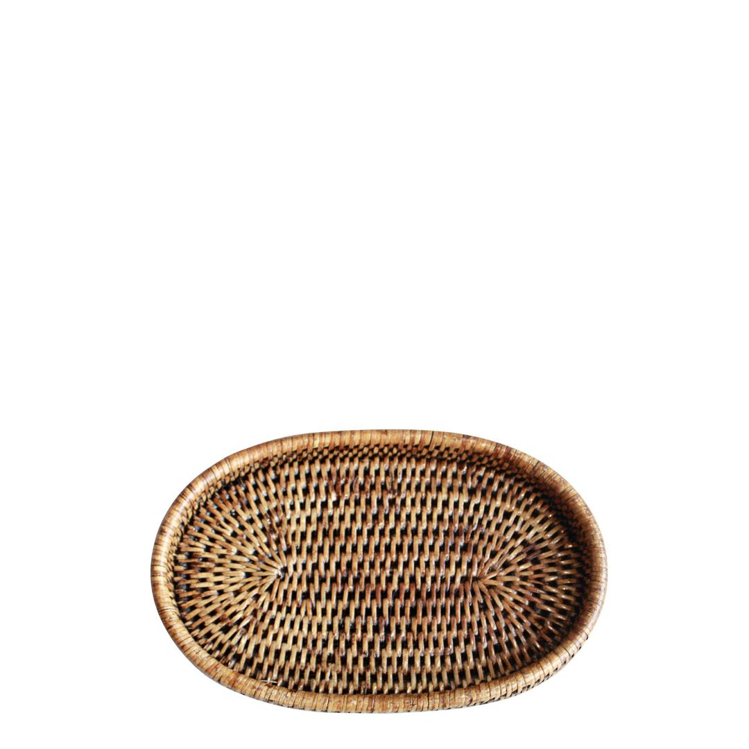 RATTAN OVAL TRAY BROWN SML image 0
