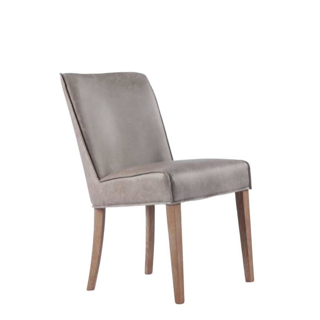 BIANCA DINING CHAIR FABRIC GREY WITH OAK LEG image 0