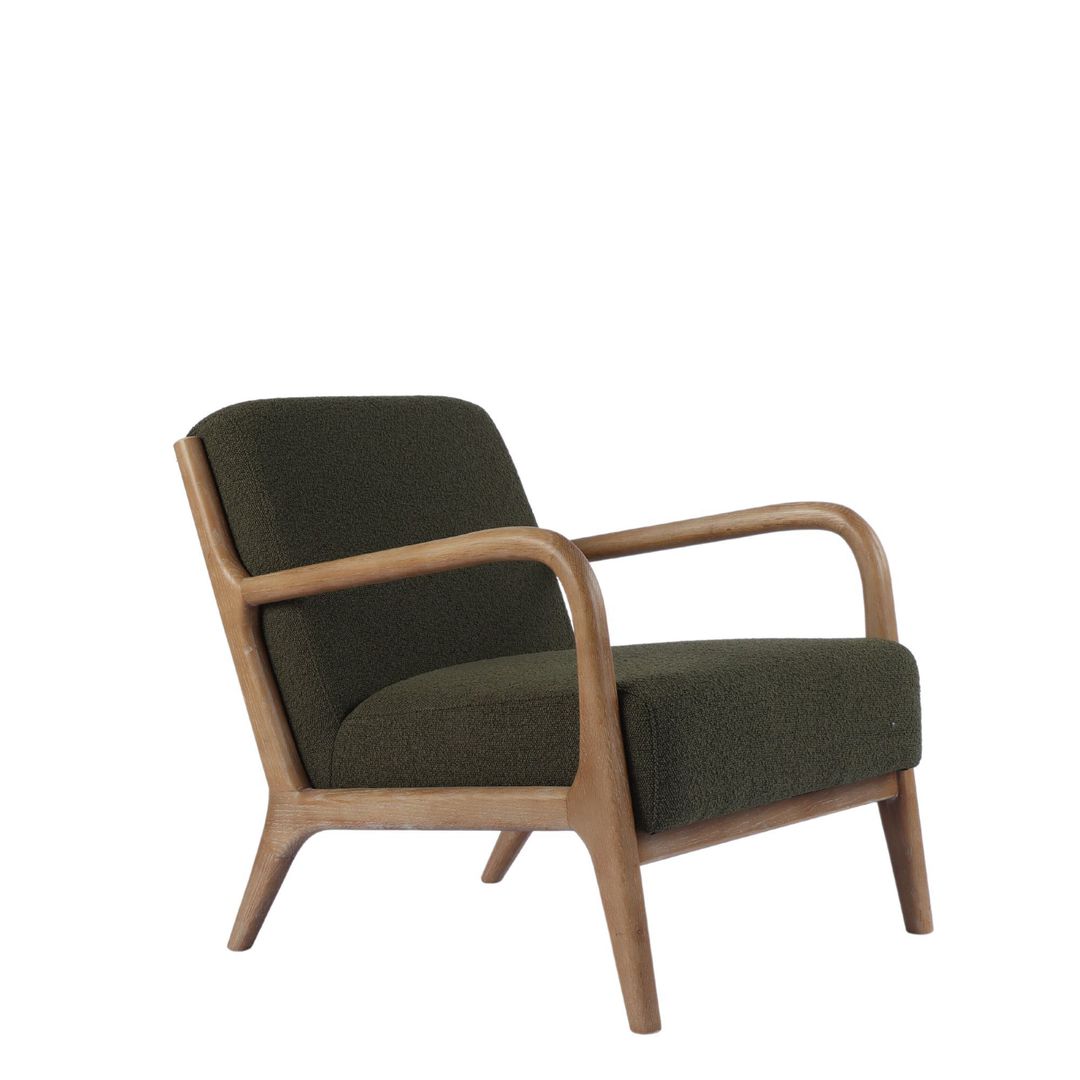 LUCA OCCASIONAL CHAIR FABRIC GREEN WITH WASHED OAK FRAME image 0