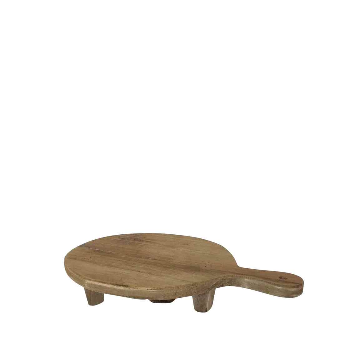 ROUND RUSTIC WOOD TRAY ON FEET image 0