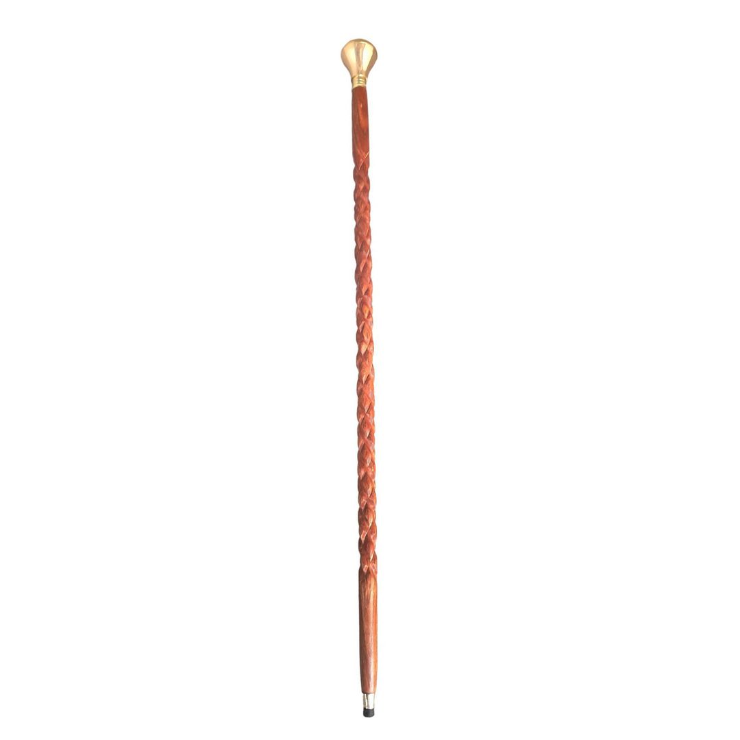 WOOD WALKING STICK WITH COMPASS image 0