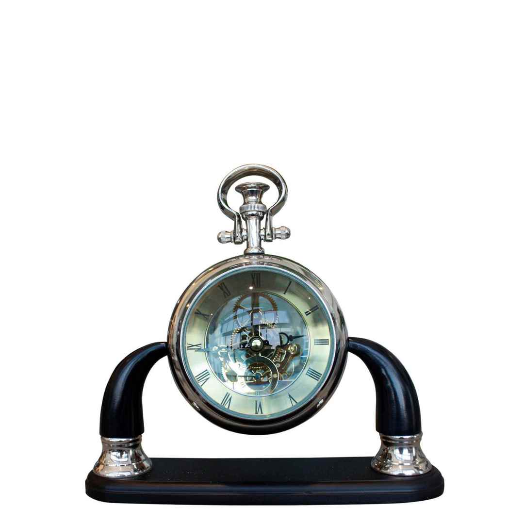 SEE THRU TABLE CLOCK ON BASE WITH 2 ARMS image 0