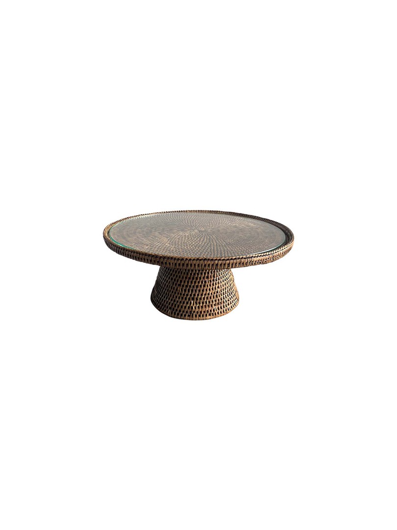 RATTAN STAND MEDIUM WITH GLASS PLATE image 1