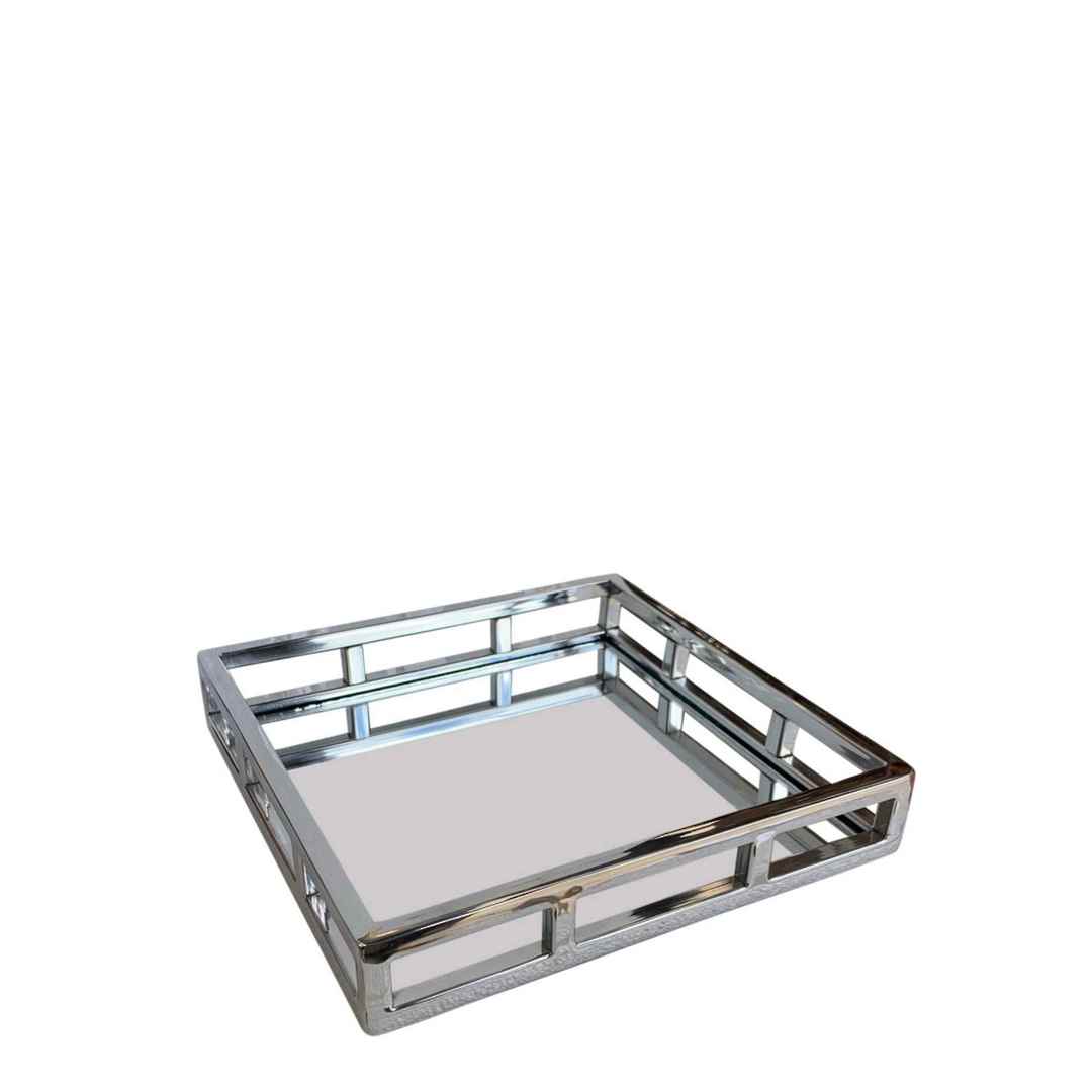 SQUARE STEEL MIRROR TRAY NICKLE FINISH image 0