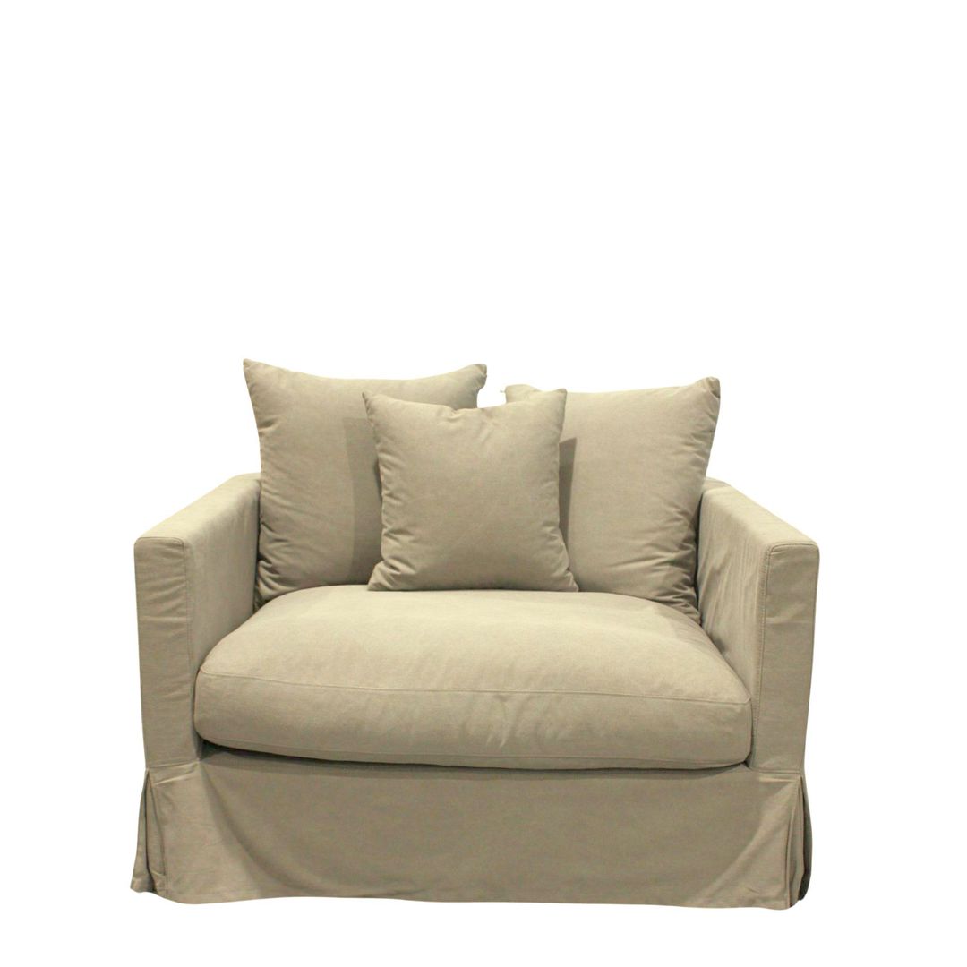 LUXE SOFA 1 SEATER SAND SLIP COVER image 0