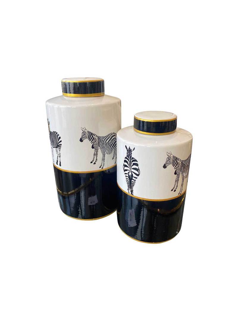 SET/2 ZEBRA DECORATIVE VASES image 3