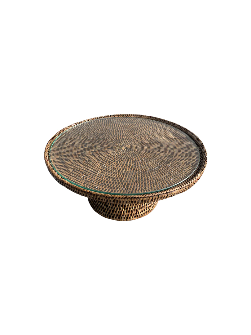 RATTAN STAND LARGE WITH GLASS PLATE image 1