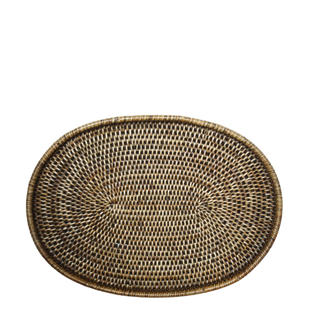 RATTAN OVAL TRAY BROWN LGE image 0