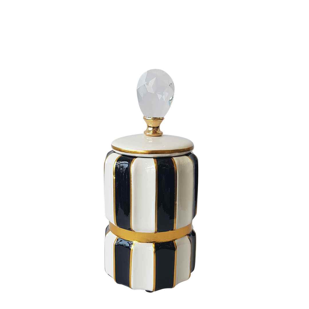 LUXE BOLD STRIPED VASE WITH LID image 0