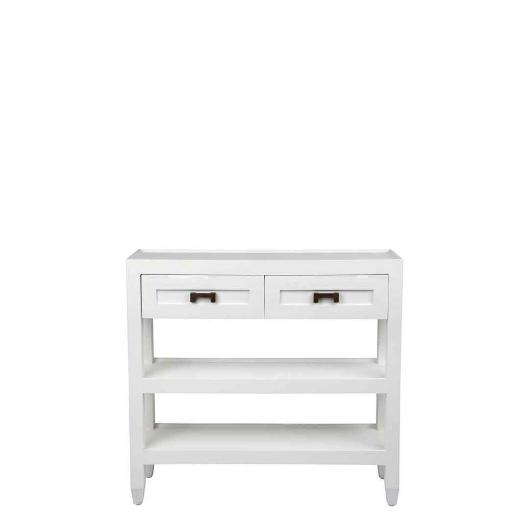 LEONARD ISLAND CONSOLE WITH BRASS HANDLES SHELVES, 2 DRAWERS image 0