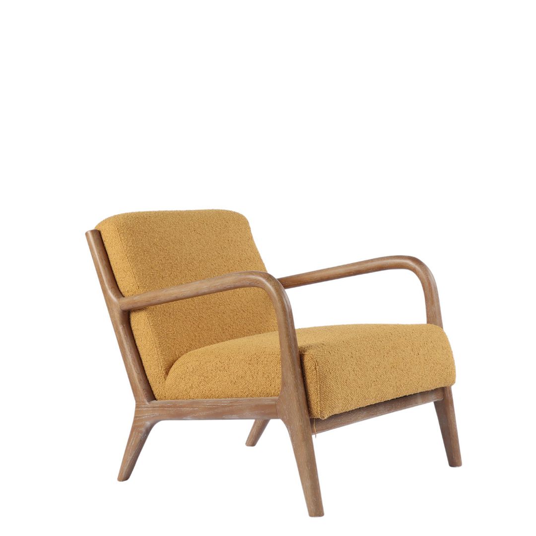 LUCA OCCASIONAL CHAIR FABRIC GOLD WITH WASHED OAK FRAME image 0