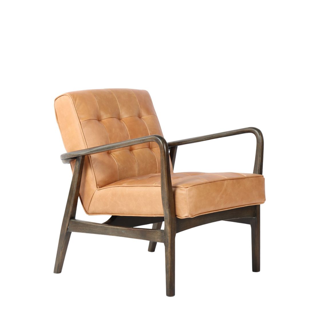VALENTINO OCCAISIONAL CHAIR LEATHER WITH DARK OAK FRAME image 0