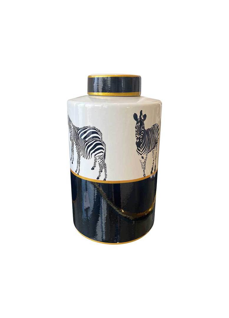 SET/2 ZEBRA DECORATIVE VASES image 1