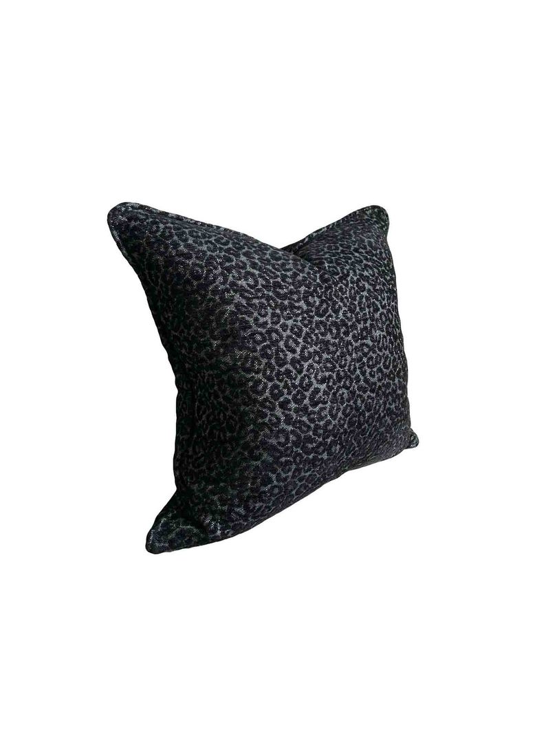 BLACK LEOPARD DESIGN CUSHION COVER WITH SELF PIPING image 1