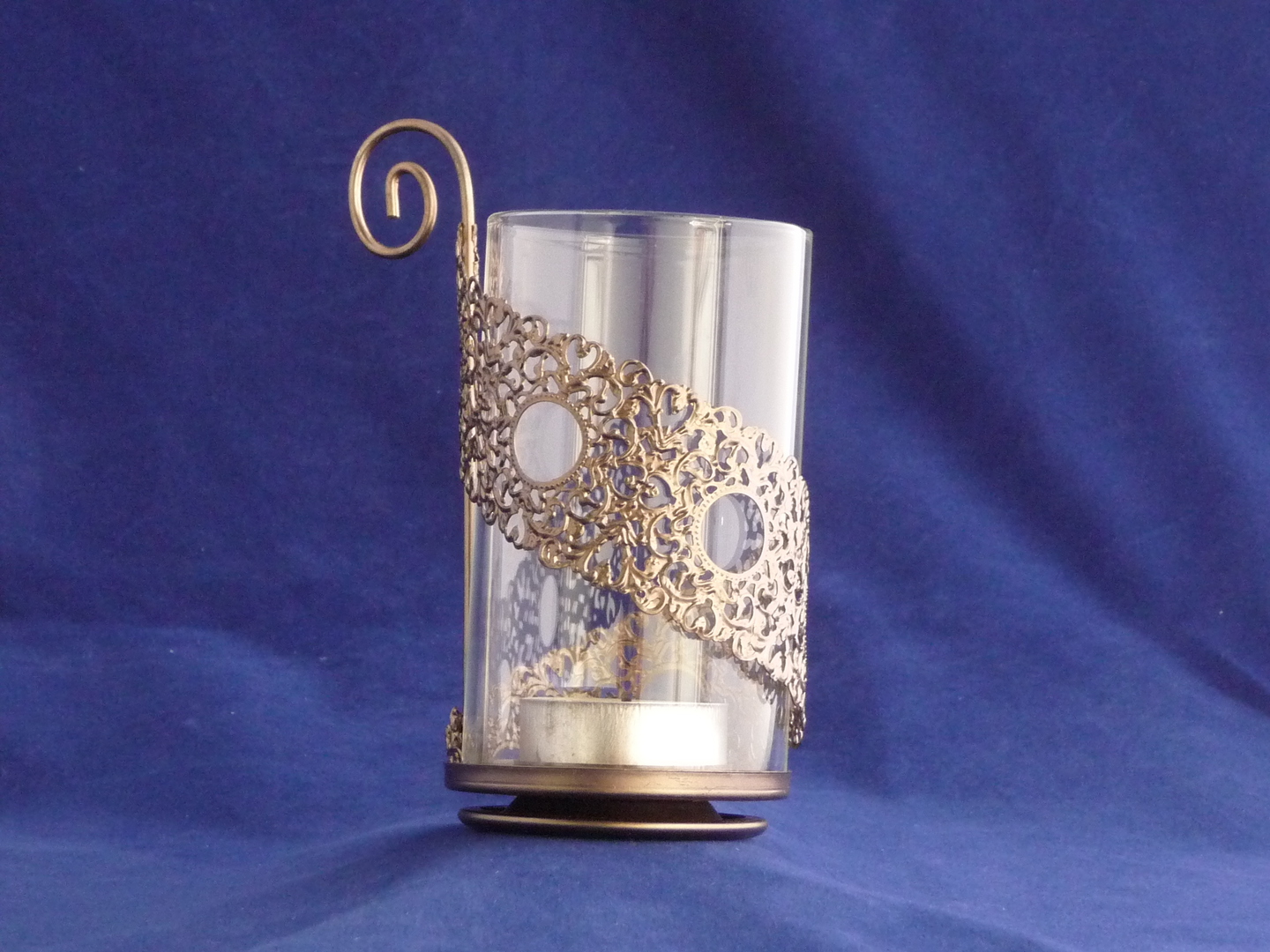 Glass tea light/votive holder copper base image 0