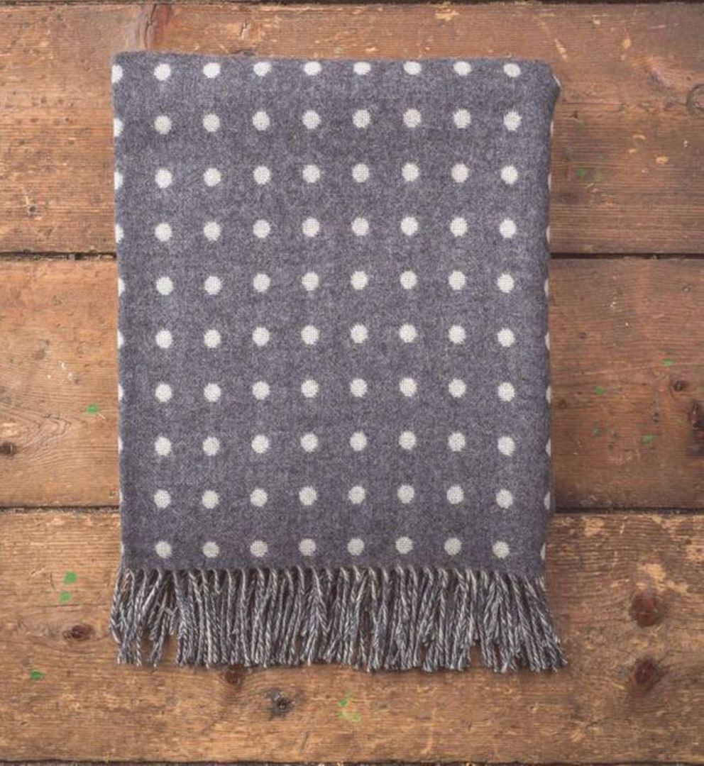 Importico - Foxford Lambswool Throw - Charcoal Spot Throw image 0