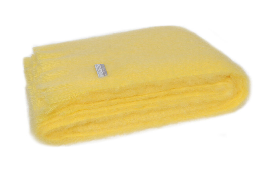 New Zealand Made - Mohair - Windermere - Blanket Throw / Knee Rug - Soft Lemon image 1