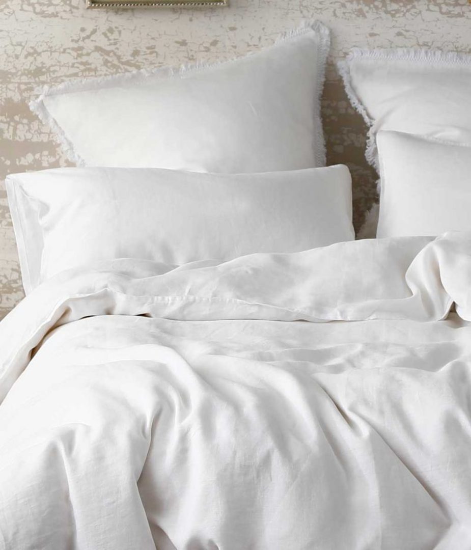 MM Linen - Laundered Linen Duvet Cover Set -  ( Lodge Pillowcases Sold Separately) - White image 0