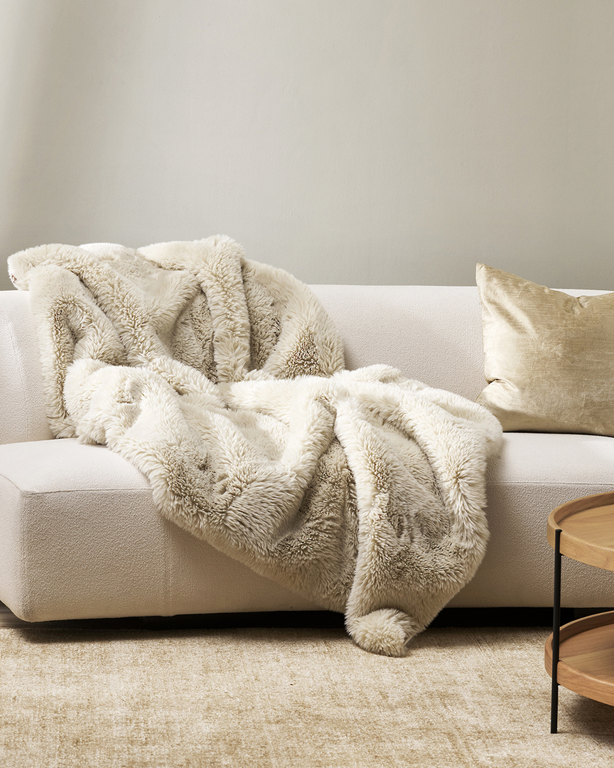 Baya | Pele Faux Fur Throw | Ecru image 1