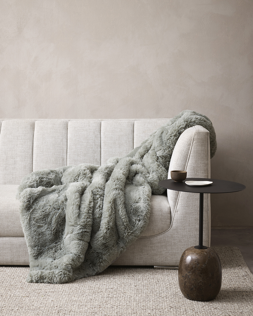 Baya | Pele Faux Fur Throw | Seafoam image 0