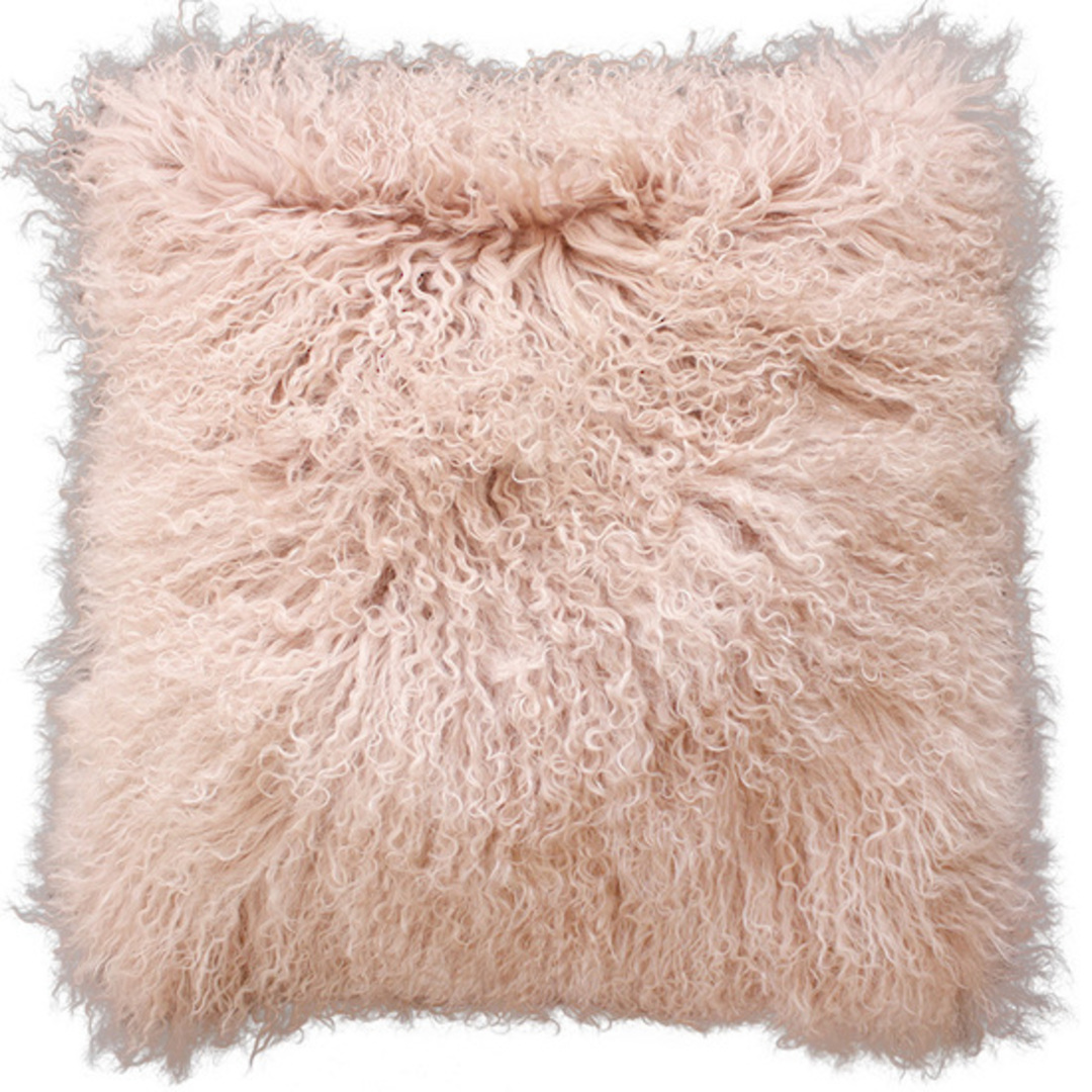 fluffy blush pink cushion