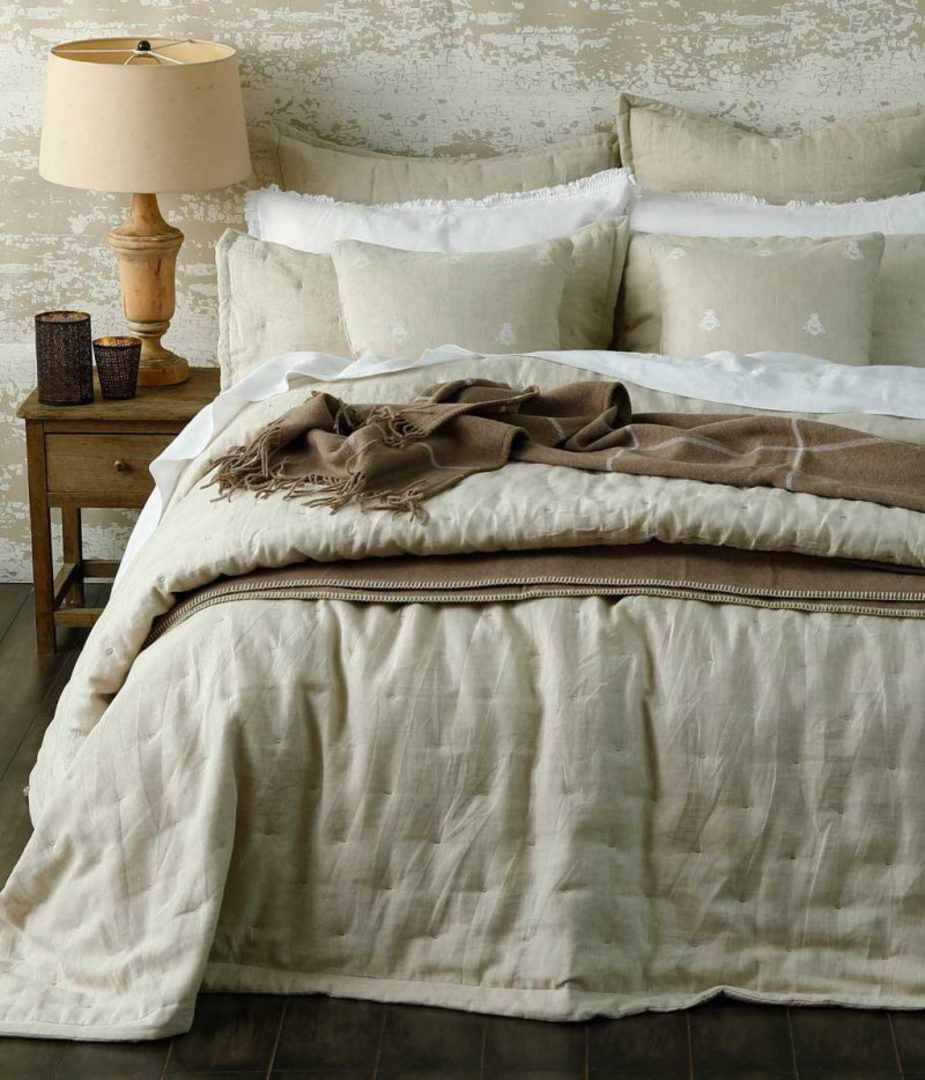 MM Linen Laundered Linen Bedspread Set Natural Bedspreads and
