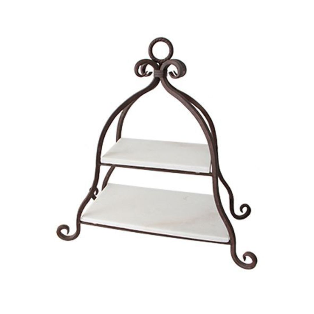 French Country - 2 Tier Marble Cake Stand image 0
