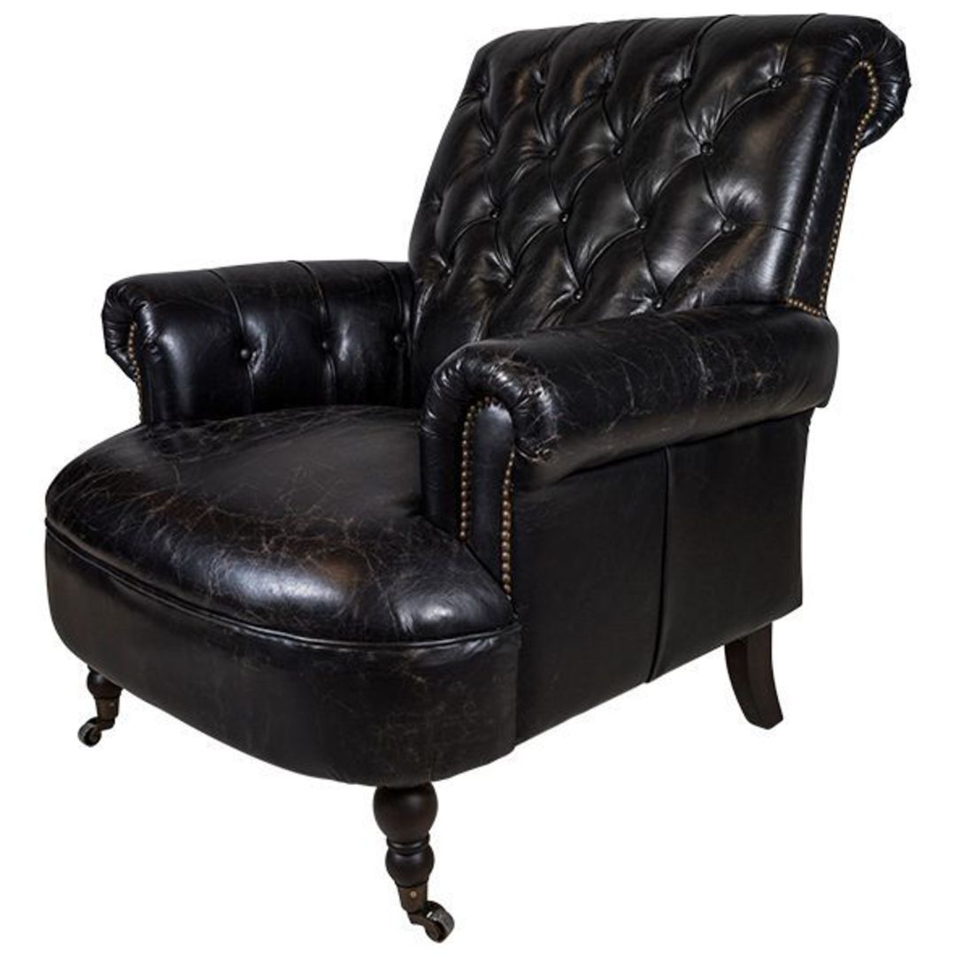 French Country - Buttoned Library Chair - Black image 0