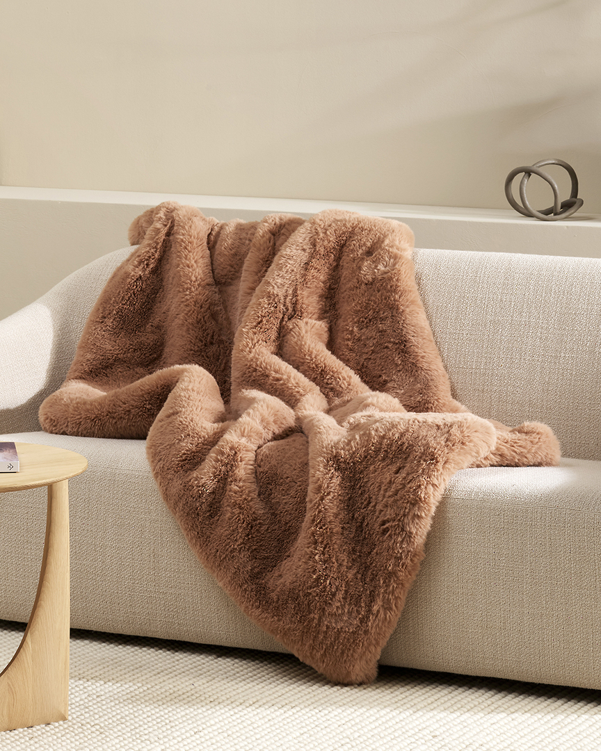 Baya | Pele Faux Fur Throw | Toasted Coconut image 1