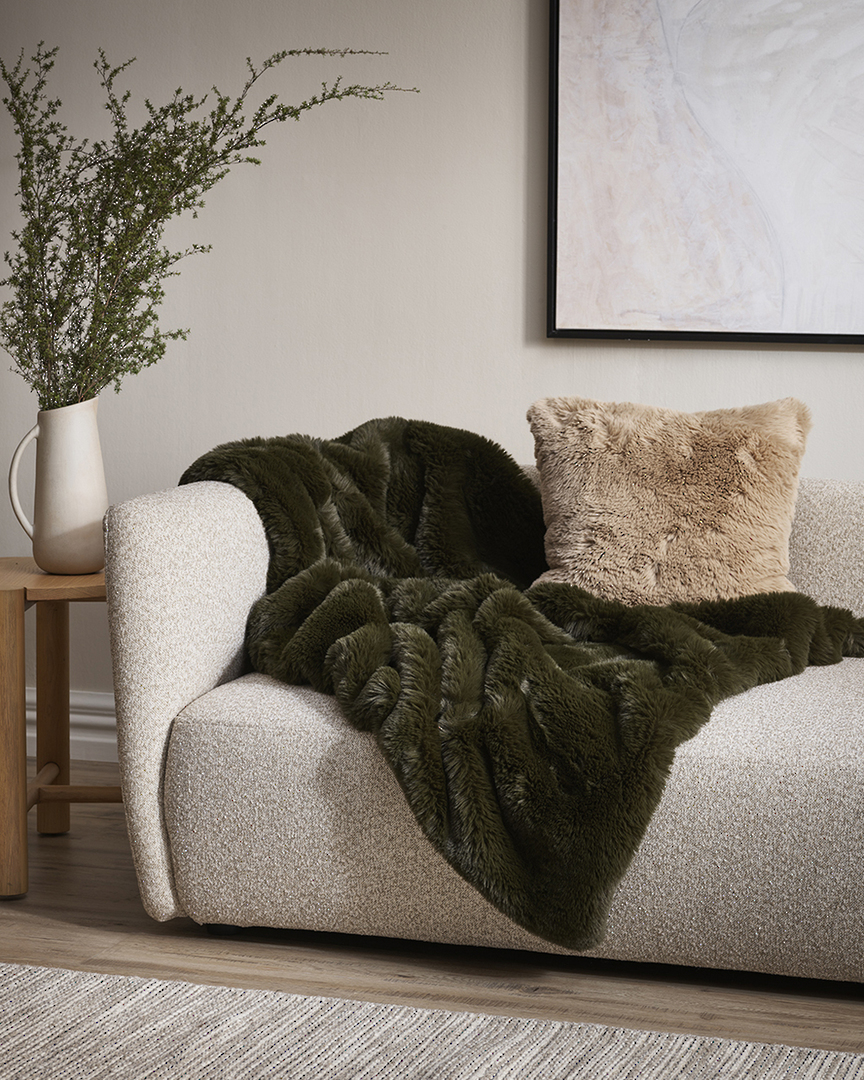 Baya | Pele Faux Fur Throw | Seaweed image 0