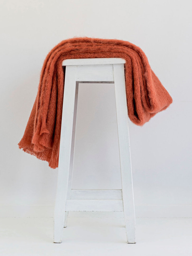 New Zealand Made - Mohair - Windermere - Blanket Throw / Knee Rug - Pumpkin image 1