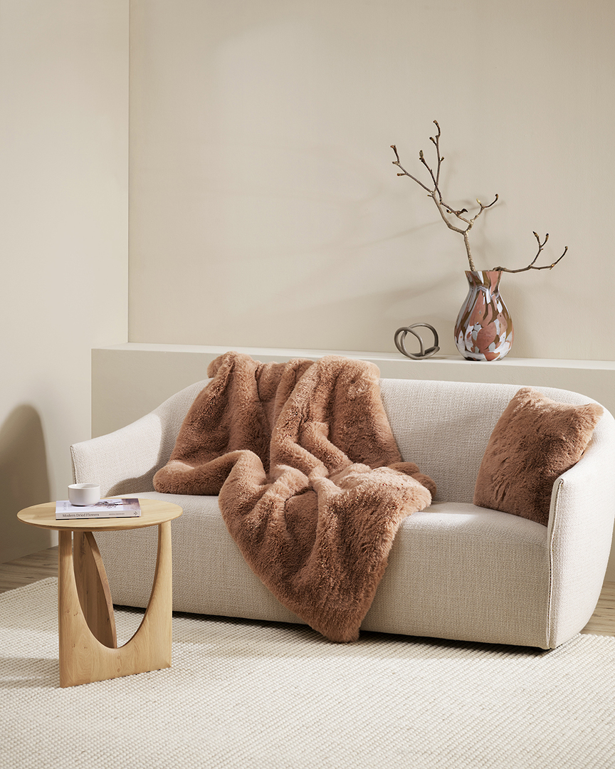 Baya | Pele Faux Fur Throw | Toasted Coconut image 0