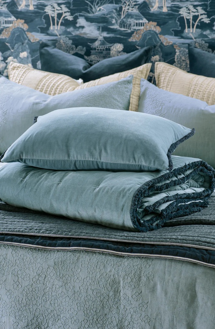 Bianca Lorenne - Frangia Comforter (Cushion-Eurocases Sold Separately)  - Smoke Blue image 1