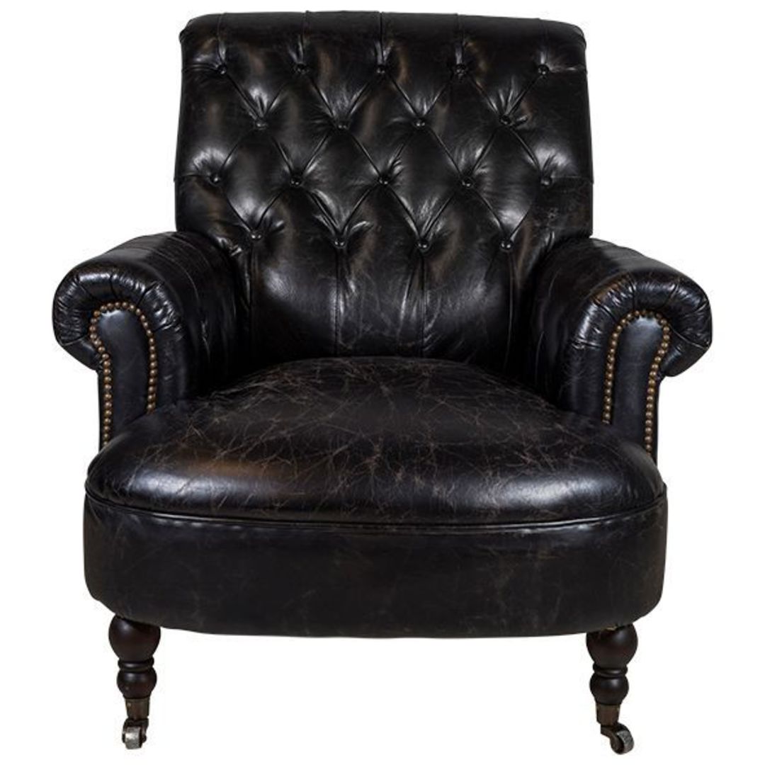 French Country - Buttoned Library Chair - Black image 4