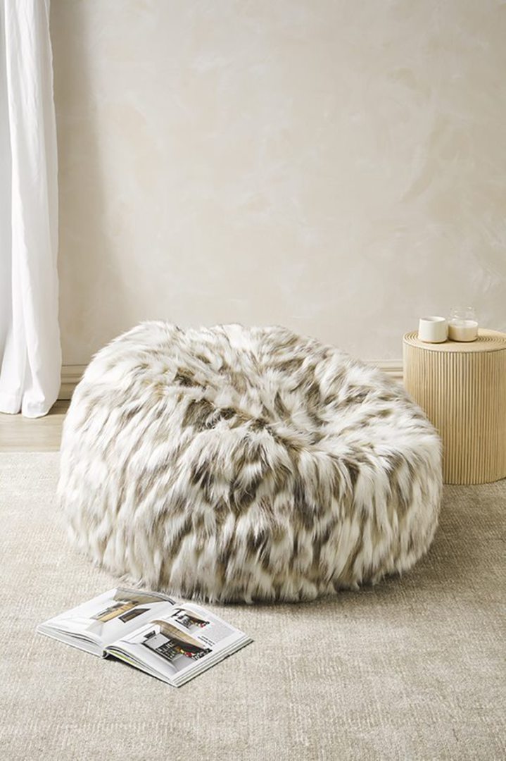 Heirloom Exotic Faux Fur - Plush Pod Bean Bags -  Snowshoe Hare image 0
